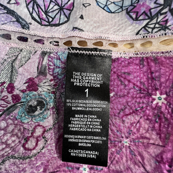 New Custo Barcelona Women Iriz Tank Top Zebra Unicorn Butterfly Jewel Silk Xs - Picture 9 of 11